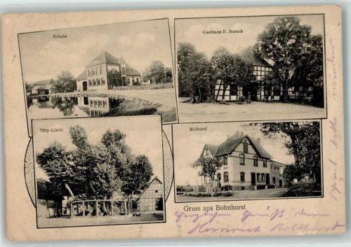 Bohnhorst 1915 Schule Gasthaus D. Bureck Tilly-Linde Molkerei