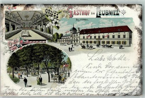 Leubnitz 1901 Gasthaus Bes P. Preil