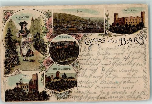 67140 Barr 1904 Gebrauchsspuren Elsässerin Tracht Schloss Andlau Odilienberg Schloss Landsberg Spesburg Lithographie