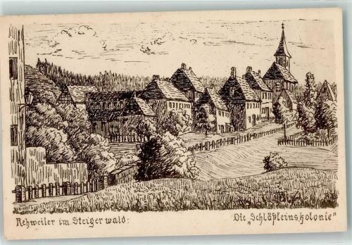 96160 W8614 Rehweiler Künstlerkarte die Schlössleinskolonie sign. R.E.