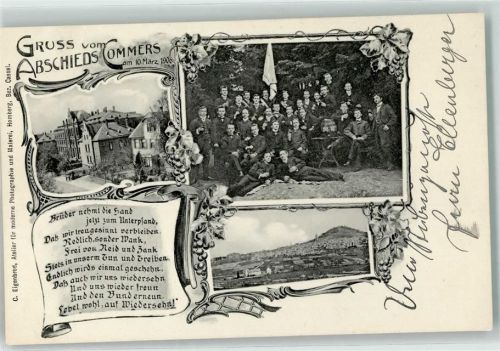 34576 W3588 Homberg , Efze - Abschieds-Kommers 1906 Weintrauben Gedicht Studentika Ort lt. Fotograf