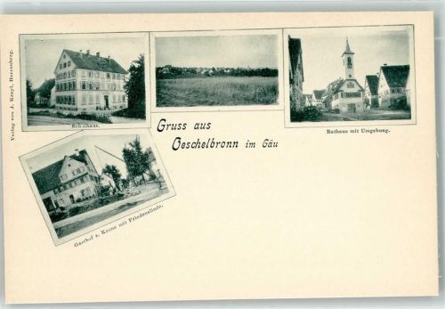 Öschelbronn Schulhaus Rathaus Gasthaus Zur Krone Friedenslinde