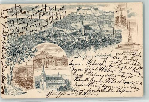Kulmbach 1897 Kunst-Brunnen Rehturm Plassenburg