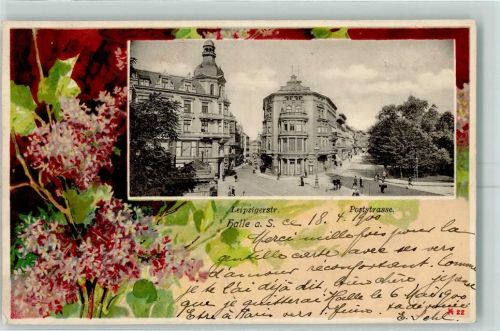 Halle 1900 Leipzigerstraße Posstraße Flieder Passepartout