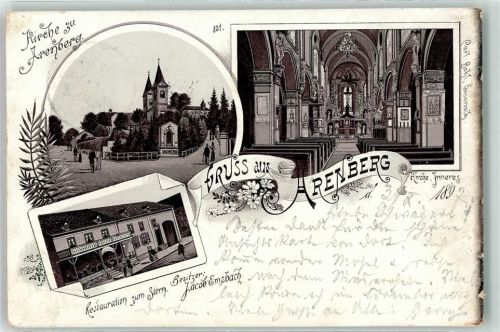 Ahrenberg 1897 Gasthaus zum Stern Kirche Altaransicht Lithographie
