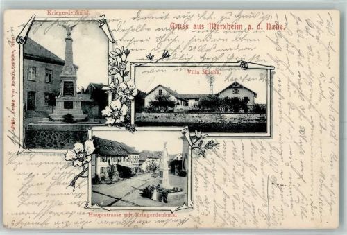 Merxheim 1905 Kriegerdenkmal Billa Muche Hauptstraße mit Kriegerdenkmal