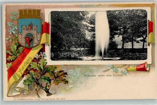 Bad Harzburg Wasserfontaine unter den Eichen Wappen
