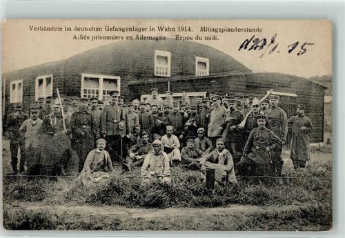 W4474 Wahn Verbündete im deutschen Gefangenlager , Mittagsplauderstunde WK I Kriegsgefangener 1915