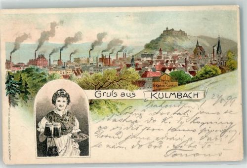 Kulmbach 1899 Kellnerin in Tracht Plassenburg