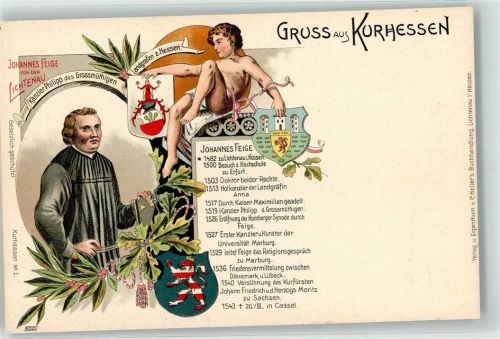 Hessisch Lichtenau 1899 Gruss aus Kurhessen Johannes Feige von der Lichtenau Adel Hessen AK