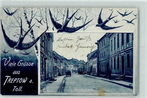 Alt-Treptow 1911 Unterbaustraße Fuhrwerke Schwalben