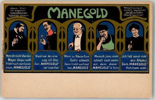 W1000 Berlin, unsortiert Magenbitter Manegold Postkarten Serie I Nr 6 Alkoholwerbung Lithographie