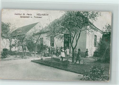 97332 W8712 Volkach 1919 - Spielplatz, Turnsaal, Institut St. Maria, Eckknick, Einknick