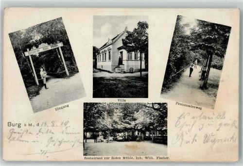 Burg Gasthaus zur Roten Mühle Eingang Promenadenweg Villa
