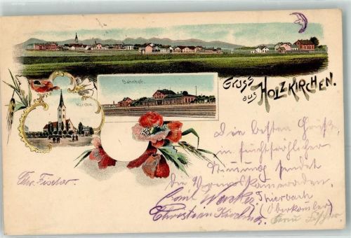 Holzkirchen 1904 Bahnhof Kirche