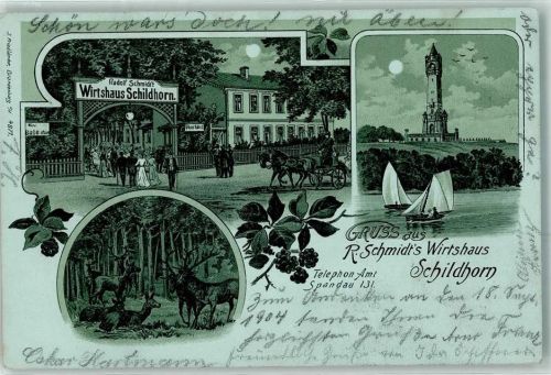 Grunewald 1904 Gasthaus Wirtshaus Schildhorn Grunwaldturm Hirsch