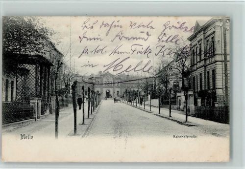 Melle 1907 Bahnhofstraße mit Bahnhof AK