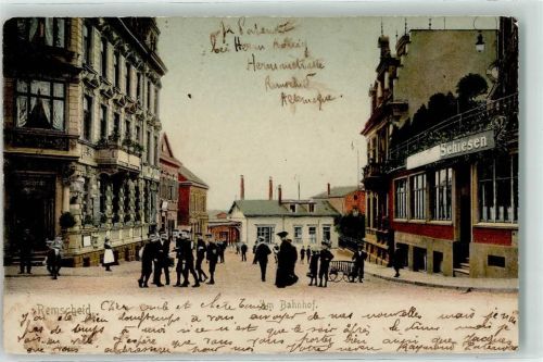 42853 W5630 Remscheid 1904 - Bahnhof Geschäft Schiesen
