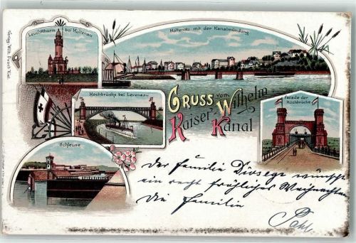 Rendsburg 1897 Kaiser Wilhelm-Kanal Leuchtturm Schleuse Hochbrücke