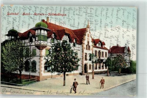 Gottmadingen 1907 Bahnhof-Hotel Sternen Bahnpost Konstanz-