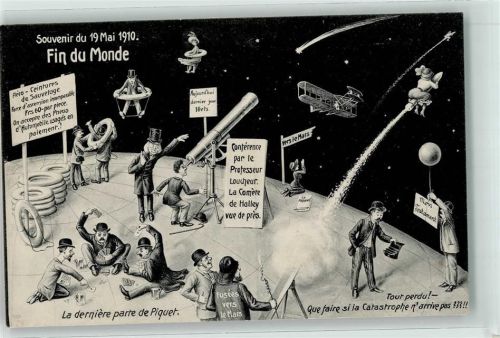 1910 Fin du Monde Skat Kartenspiel Fernrohr Feuerwehr Humor AK