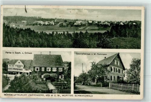 75385 W7264 Zwerenberg , Kr Calw - Posthilfstelle Zwerenberg Gasthaus Ochsen Gasthaus Hammann