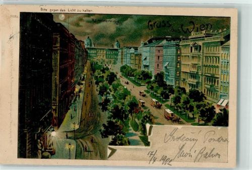 Wien 1902 Kärntnerring Pferdestraßenbahn
