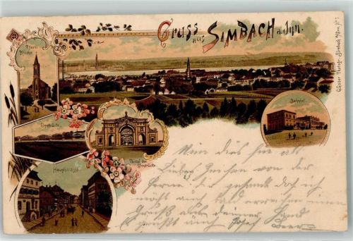 Simbach 1902 Pfarrkirche Bahnhof Brückenportal Hauptstraße