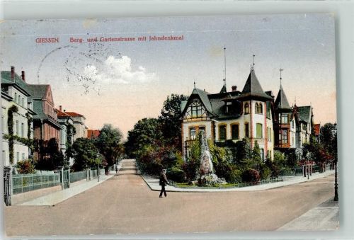 Gießen 1915 Bergstraße Gartenstraße Jahndenkmal