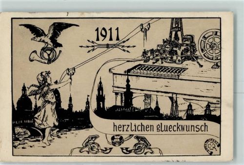 Dresden 1911 Ort lt. Stempel Glückwunsch Telegraphie AK