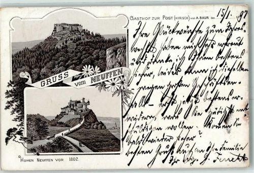 Neuffen 1897 Gasthof Zur Post Inh. A. Baur Hohen Neuffen