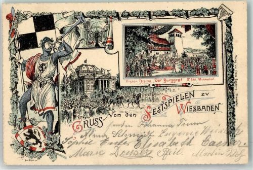 Wiesbaden 1897 Festspiele Histor. Frama Der Burggraf IV. Akt Minnehof