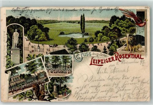 Leipzig 1897 Gruss aus Rosental Zool. Garten Litho Verlag Bruno Bürger u. Ottillie Nr. 202