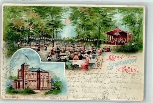 W5021 Köln Neustadt-Nord 104 Stadtgarten HGL 1903 Lithographie / Mondschein