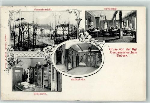 Einbeck 1908 Kgl. Gendarmerieschule Speisesaal Waffenhalle Bibliothek