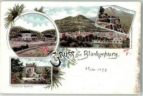 Bad Blankenburg 1897 Griesbachfelsen Eberstein Bahnhof