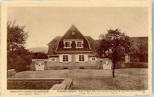 Darmstadt 1908 Arbeiter Doppelhaus der Firma Dyckerhoff & Söhne Amöneburg Hessiche Landes Ausstellung