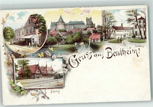 Bad Bentheim Hotel Cordes Bahnhof Schloß Badehaus Litho