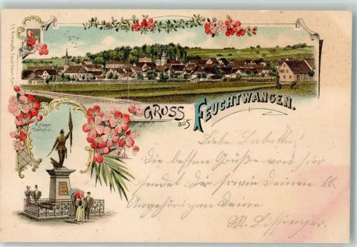 91555 W8805 Feuchtwangen 1902 Lithographie Krieger-Denkmal