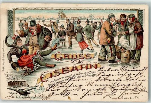 1898 Chaos auf der Eisbahn Verlag Bruno Bürger & Ottilie