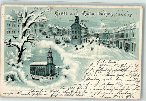 Markneukirchen 1896 Amtsgericht St. Nicolai-Kirche Winter