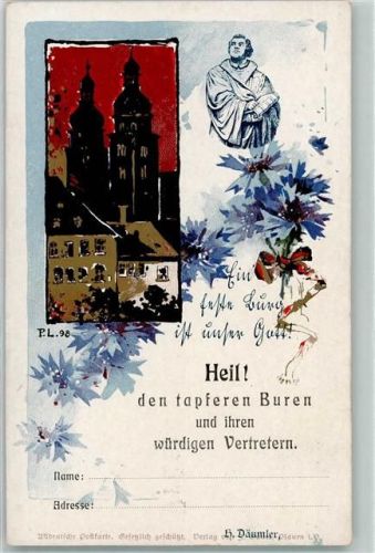 1898 Heil! den tapferen Buren - Altdeutscher Verband Ortsgruppe Plauen Stempel