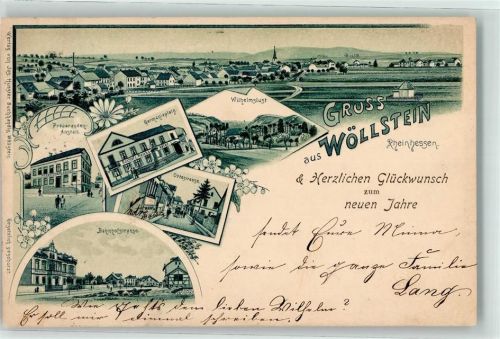 Wöllstein 1899 Wilhelmlust Bahnhofstraße Präparanden-Anstalt Germaniaplatz