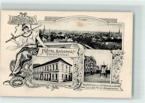 Viersen Hotel Kaiserhof Geschäftshaus d. Sterbekasse d. Bundes Deutscher Militär Anwärten
