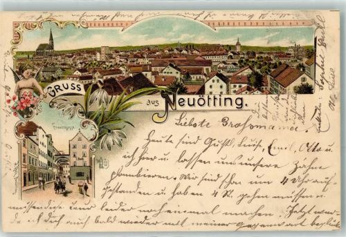 84524 W8265 Neuötting 1897 Lithographie Frauengasse Ottmar Zieher