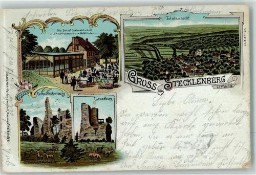 Stecklenberg 1902 Ruine Stecklenburg Lauenburg Gasthaus Stolze
