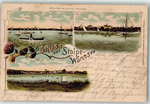 Wannsee 1899 Wannsee Stolpe Raddampfer Segelboote