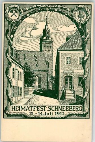 08289 O9412 Schneeberg , Erzgeb 1913 - Heimatfest Schneeberg 1913 St. Wolfgangskirche sign. Major