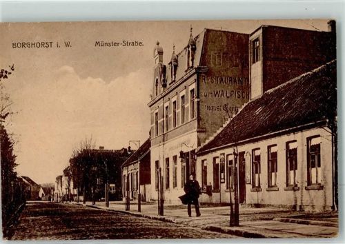 Borghorst Münster-Straße Gasthaus zum Wallfisch Emailleschild