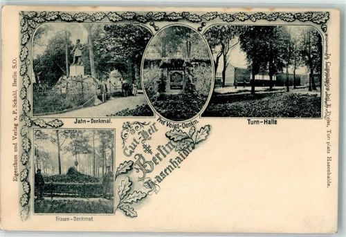 Neukölln 1898 Volkspark Hasenhaide Jahn-Denkmal Turnhalle Friesen-Denkmal